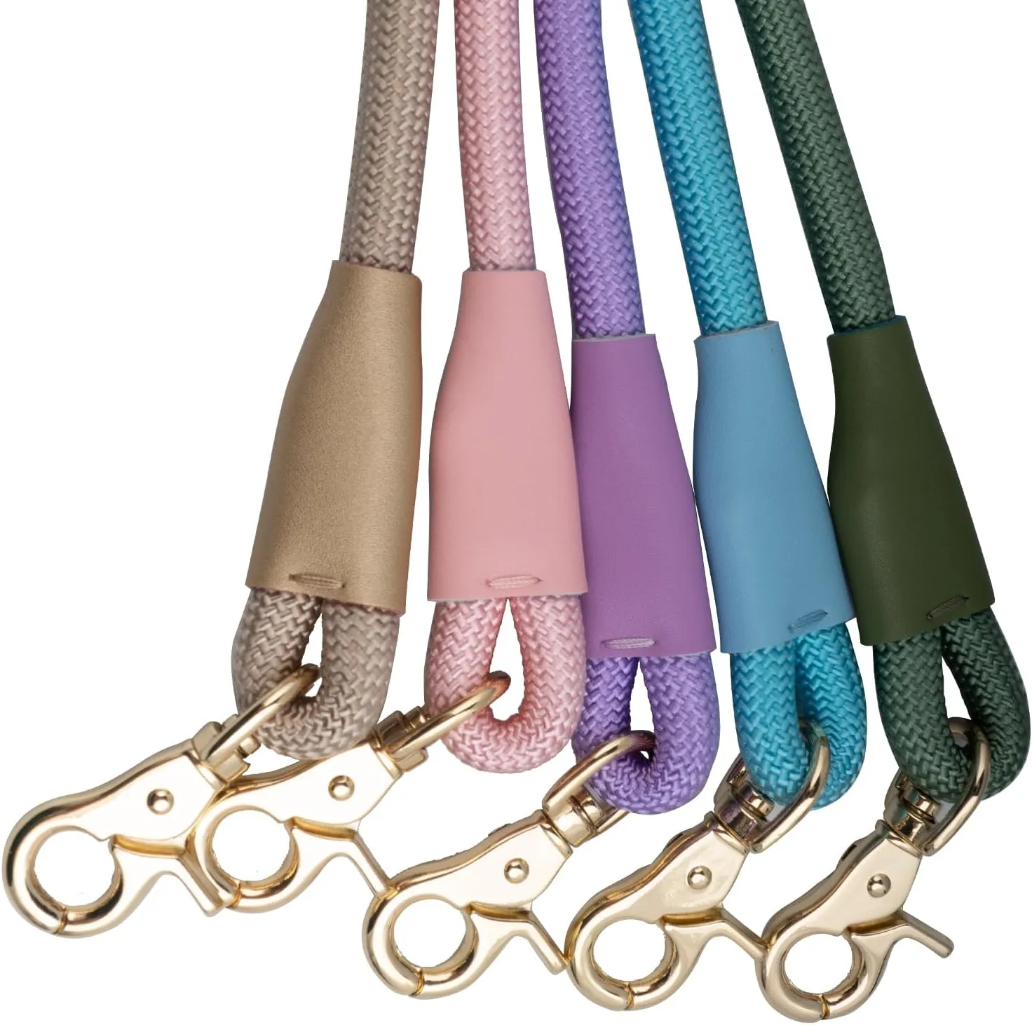5 FT Nylon Rope Dog Leash with Poop Bag Holder, Heavy Duty Snap Dog Leash, Comfortable Handle Rope Leash for Small Puppy Medium Large Dogs (5FT * 10MM, Pink)