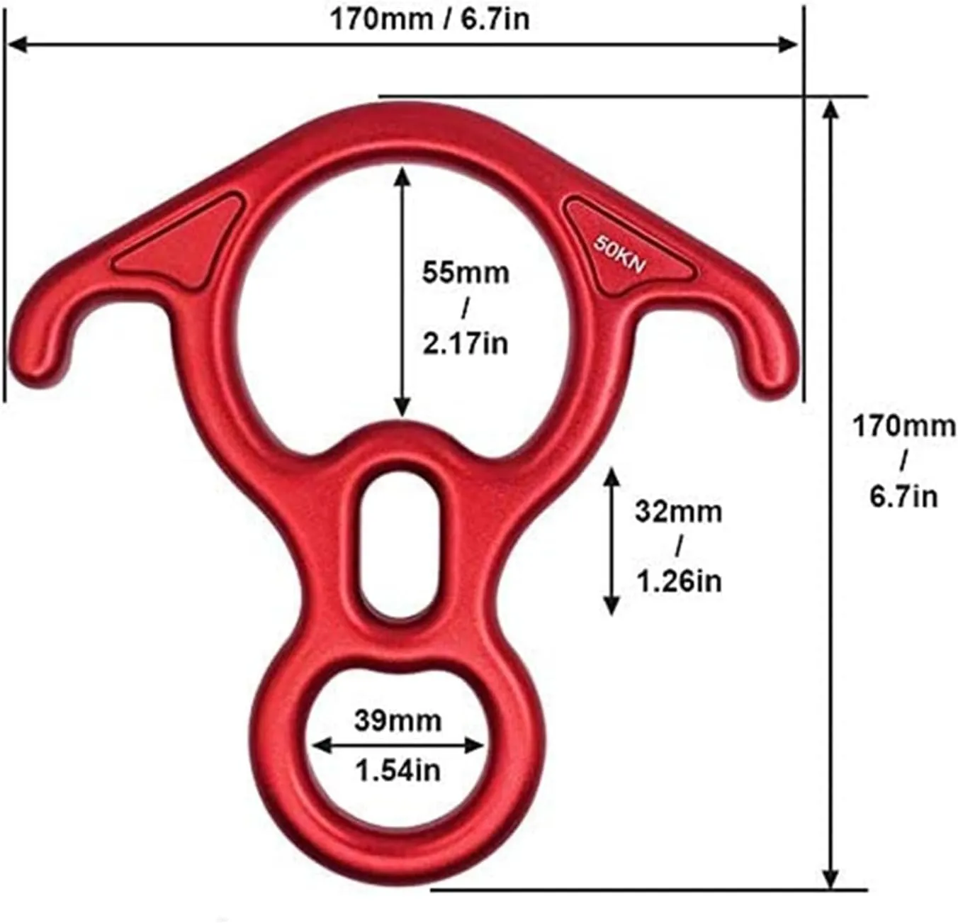50KN Rescue Figure, Aluminum Alloy Ear Belaying and Rappelling Gear Belay Device for Rock Climbing