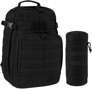 5.11 Tactical Rush 24 2.0 Backpack Bundle with H2O Carrier, Black – Rugged 37L Tactical Pack and Water Bottle Holder for Duty, Range, or Outdoor Use