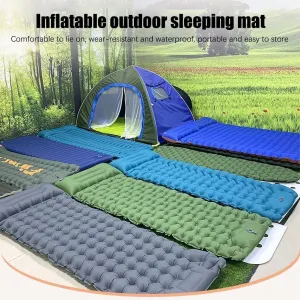 5cm Ultralight Camping Mattress Pad, Waterproof Inflatable Sleeping Pad, Anti-Slip Portable Foldable Mattress, Inflatable With Built-In Pillow, Foot Inflatable Mattress,Suitable For Camping, Traveling