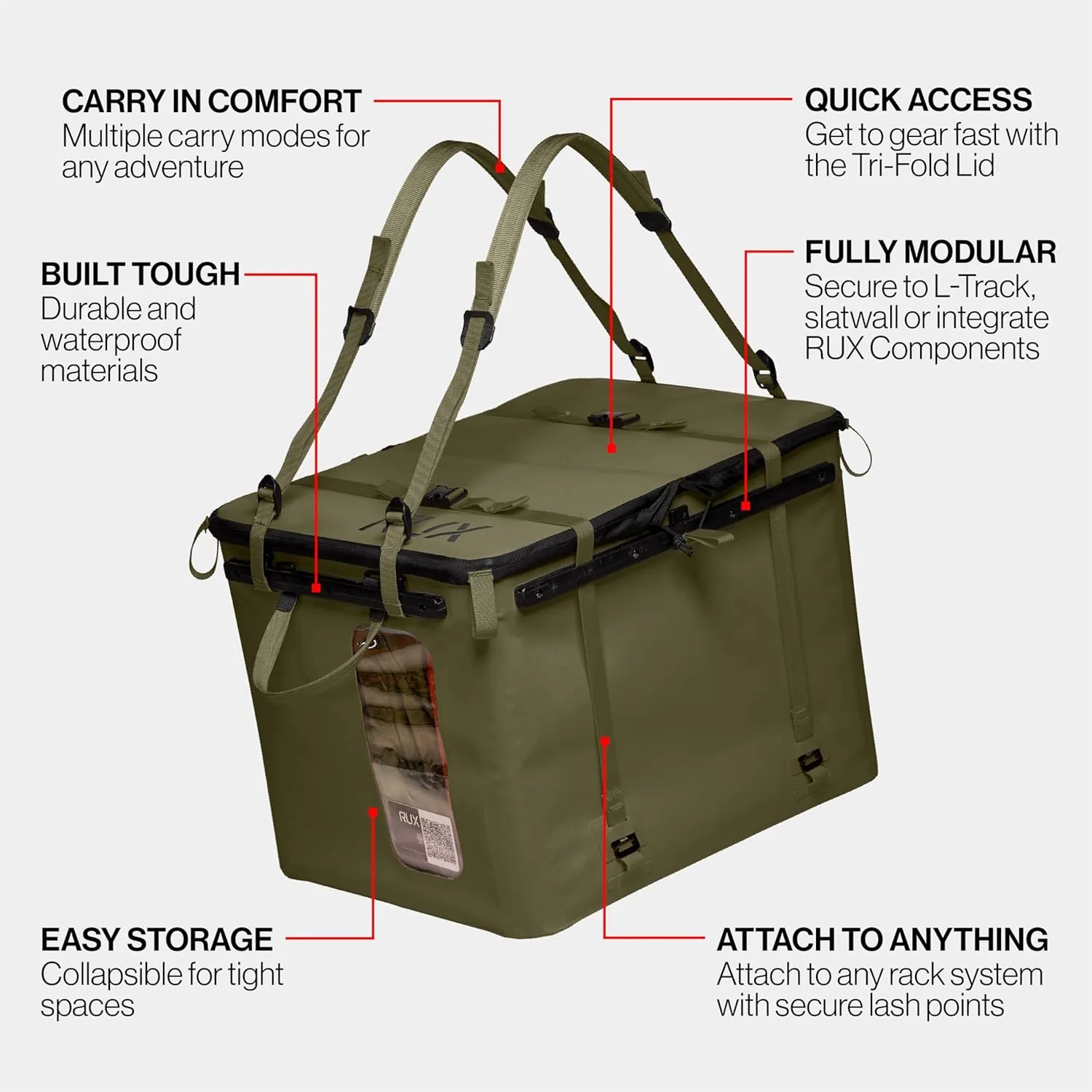 70L Collapsible Gear Box (Green) - Modular Adventure Storage Solution For Camping Storage, Overlanding, Off-road And Van Life - Weatherproof, Durable and Multifunctional