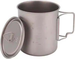 750ml Outdoor Titanium Water Mugs With Folding Handles Portable Camping Titanium Water Cup