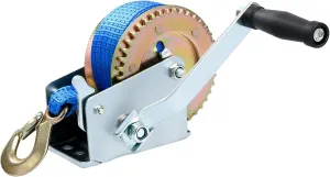 8milelake 1000lbs Hand Winch Hand Crank Strap Gear Winch Polyester Strap ATV Boat Trailer Heavy Duty