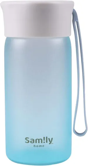 8oz Silicone Coated Small Glass Water Bottle with leak-proof Lid,Lightweight and portable for walking travel sport(Blue Bottle)
