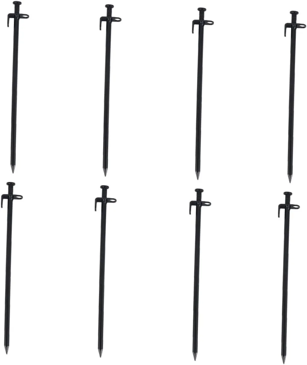 8pcs Ground Nail Pole Camp Kettle Shelter Tent Tarp Inflatable Canopy Drillable Air Pegs Multiuse Heavy Duty Stakes Hiking Accessory Black Stainless Steel