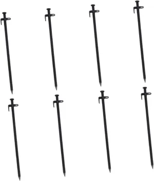 8pcs Ground Nail Shelter Tent Canopy Pole Kettle Drillable Air Tent Pegs Heavy Duty Screw Inflatable Tarp Camping Accessories Tent Accessories Camping Stakes Black Stainless Steel