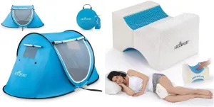 AbcoTech 2-Person Pop Up Tent - Portable Cabana with 2 Doors and Foam Knee Pillow with Cooling Gel