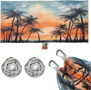 Abstract Palm Trees Camping Hammock, 330 lbs with 2 Tree Straps, Carry Bag, Single Portable Hammock for Outdoor/Indoor, Hiking, Beach, Backpacking, Travel