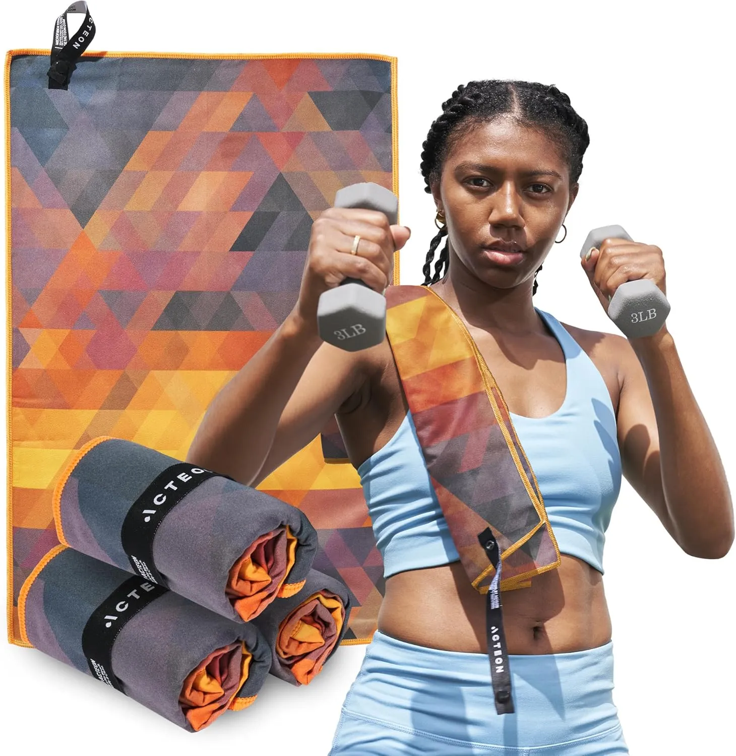 Acteon Quick Dry Microfiber Gym Towel, 4 Pack Odor-Free, Super Absorbent Workout Towels, Body Sweat