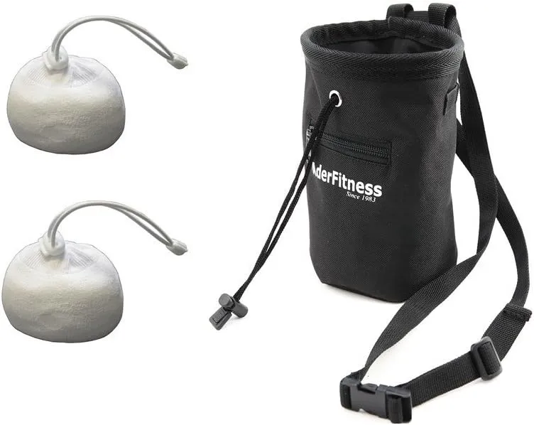 Ader Sporting Goods Refillable Gym Chalk Ball & Chalk Bag- Climbing, Lifting Weight, Gymnastics and Workout