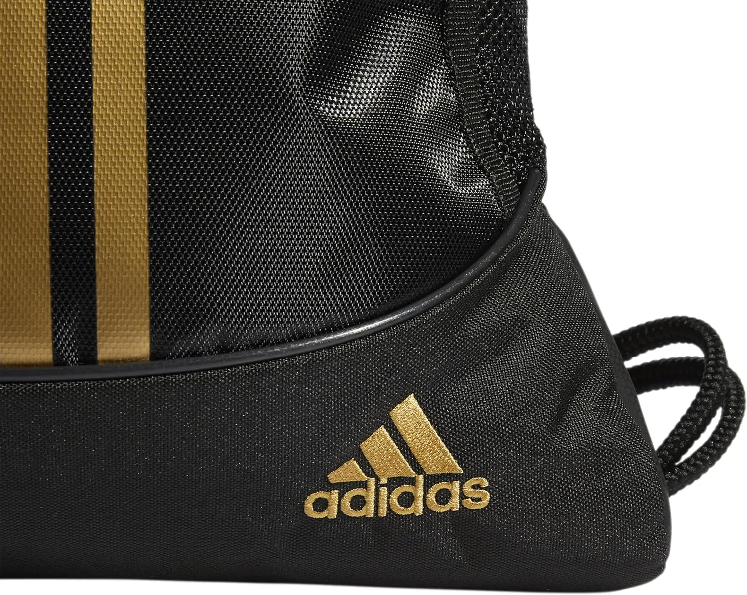 adidas Alliance Sackpack, Drawstring Backpack, Lightweight Small Gym Bag for Women and Men, Black/Gold Metallic/Black, One Size