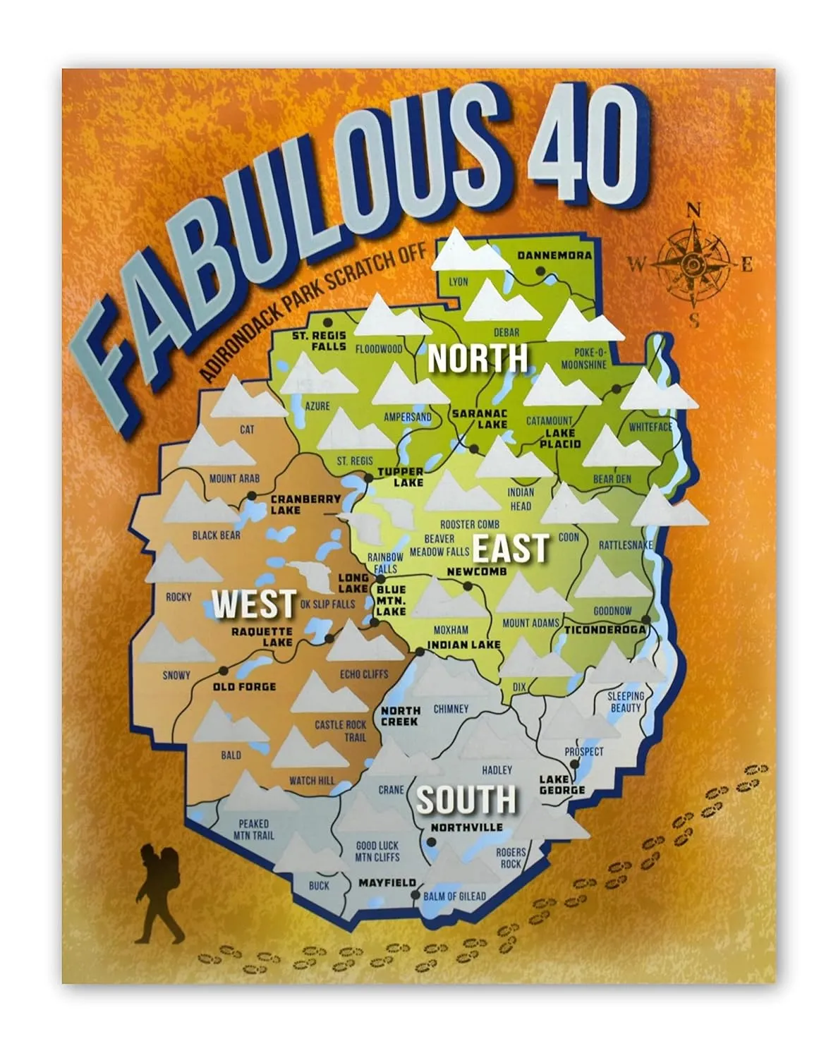 Adirondacks/High Peaks/Hiker/Gift/Hiking/Scratch Off/ADK 46er/ Mountains/Journal/Map/Peakquest/Hiking Supplies and Accessories