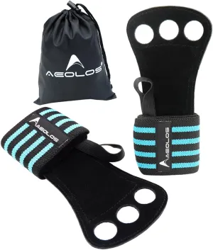 AEOLOS Gymnastics Hand Grips/Gloves with Wrist Wrap Support -Perfect for WODs,Pull up,Power Weightlifting,Kettlebells and Gym Workout