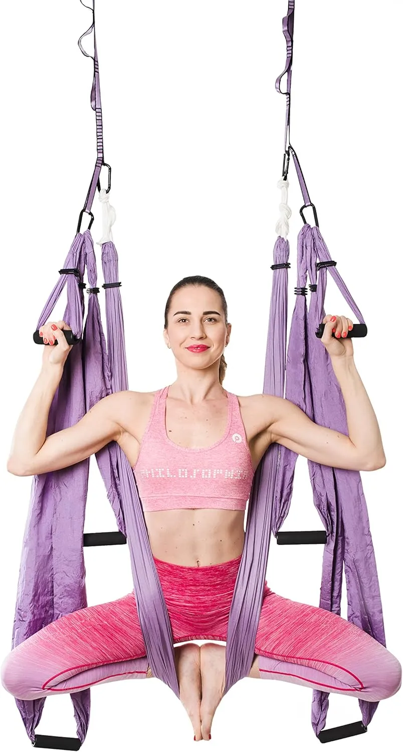 Aerial Yoga Swing Set - Hammock Hanging Swing - Sling Inversion Fly Kit - Antigravity Yoga Sling - Suspension Trapeze