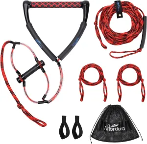 Affordura Wakeboard Rope 75 Feet Water Ski Rope with Handle Ski Ropes for Watersports, Ski Tow Rope for Tubing 4 Sections Tube Tow Rope for Watersports, Storage Bag Included