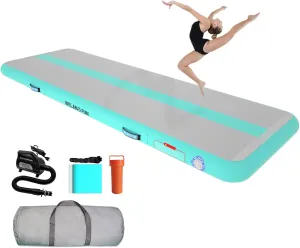 Air Mat Tumble Track 10ft/13ft/16ft/20ft Inflatable Gymnastics Tumbling Mat 4/6/8 inchs Thickness Mats for Home Use/Gym/Yoga/Training/Cheerleading/Outdoor/Beach/Park wih Electric Air Pump