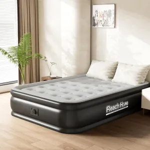 Air Mattress Full with Built in Pump, Quick Self Inflatable Mattress, 18" Raised Portable Air Mattress with Built in Pump, Blow up Air Bed for Travel, Camping and Guests. (18" Full, Gray)