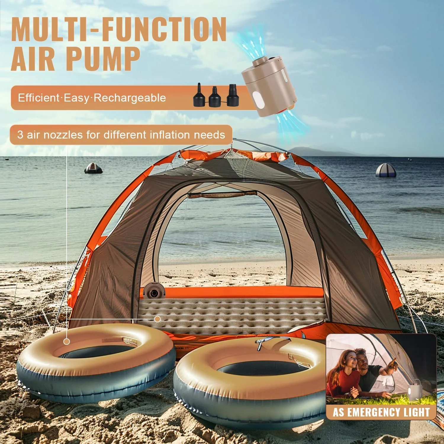 Air Mattress Queen with Built in Pump, 18" Ultimate Comfort Blow up Mattress Queen with Rechargeable Pump, Colchon Inflatable Mattress for Home, Guest, Camping & Office, Air Bed 660lbs Max
