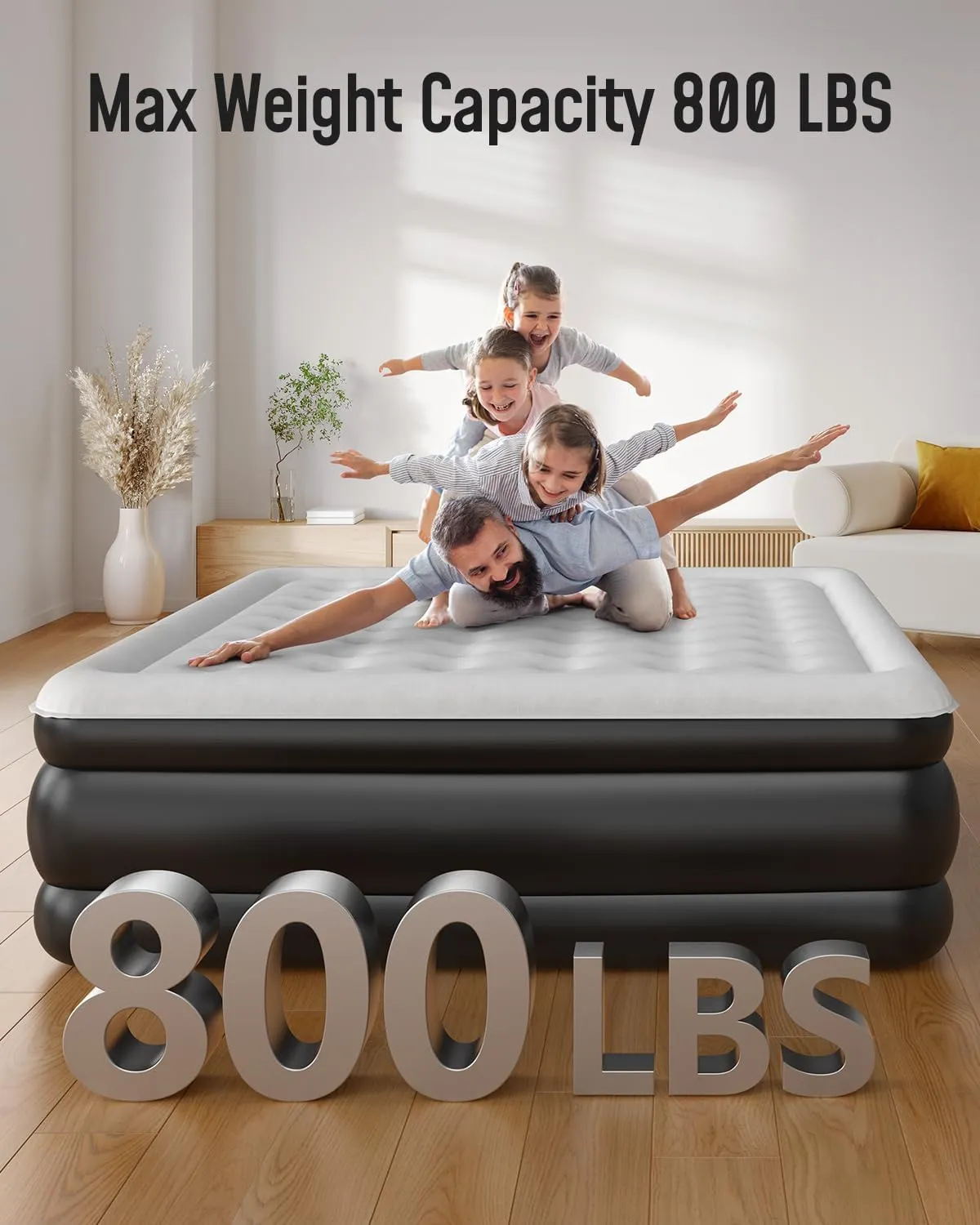 Airefina King Size Air Mattress With Built in Pump Raised, 18" Blow Up Mattress Comfort for Guest Home Family Easy Quickly Inflation/Deflation Inflatable Portable Colchones Inflables with Carrying Bag