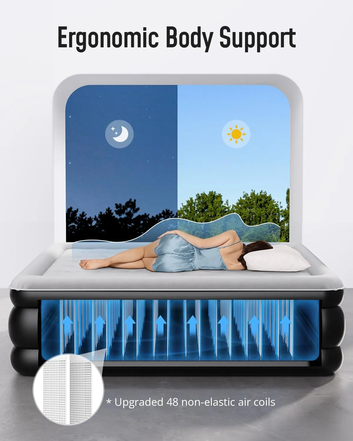 Airefina King Size Air Mattress With Built in Pump Raised, 18" Blow Up Mattress Comfort for Guest Home Family Easy Quickly Inflation/Deflation Inflatable Portable Colchones Inflables with Carrying Bag