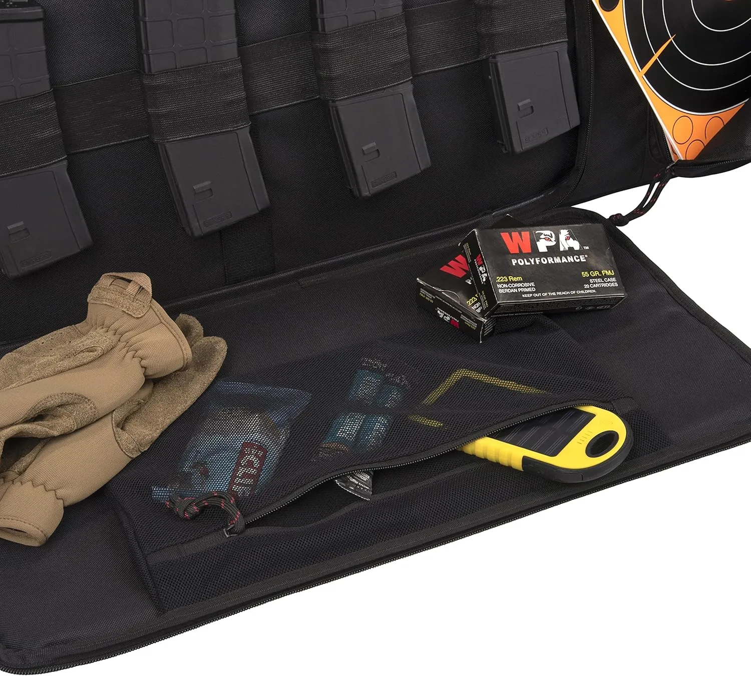 Allen Company Tac-Six 42" Lockable Squad Tactical Gun Case, Laser Cut Molle Front, Coyote