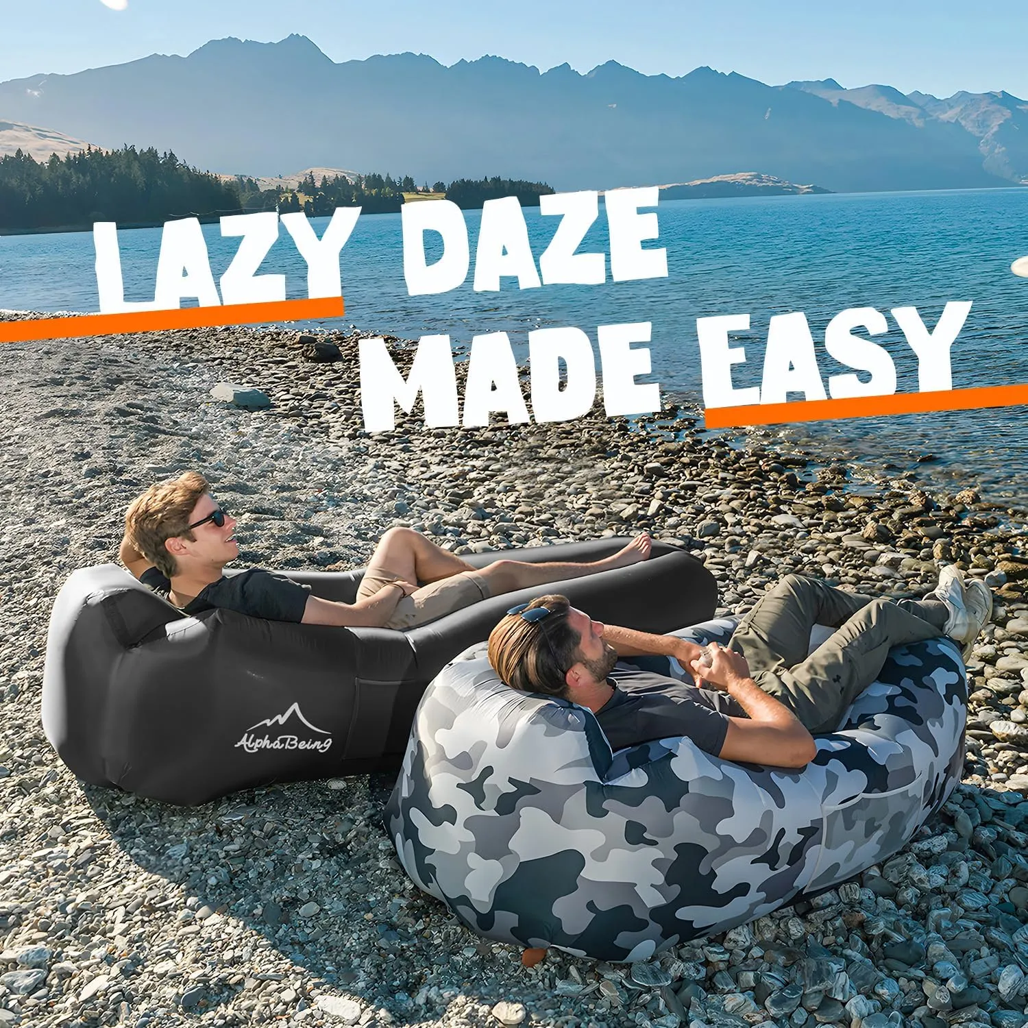 AlphaBeing Inflatable Lounger Beach Chair Accessories, Air Sofa Hammock Inflatable Couch for Camping Backyard Lakeside with Compression Sacks, Ideal Outdoor Gifts for Adults