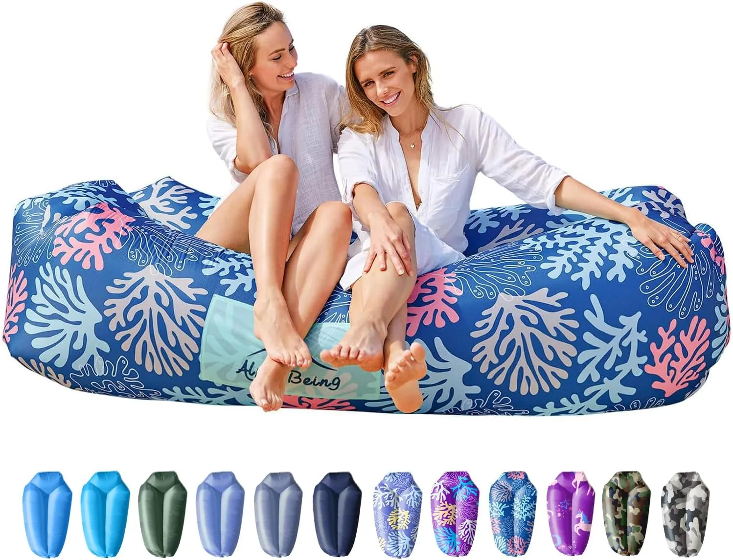 AlphaBeing Inflatable Lounger Beach Chair Accessories, Air Sofa Hammock Inflatable Couch for Camping Backyard Lakeside with Compression Sacks, Ideal Outdoor Gifts for Adults