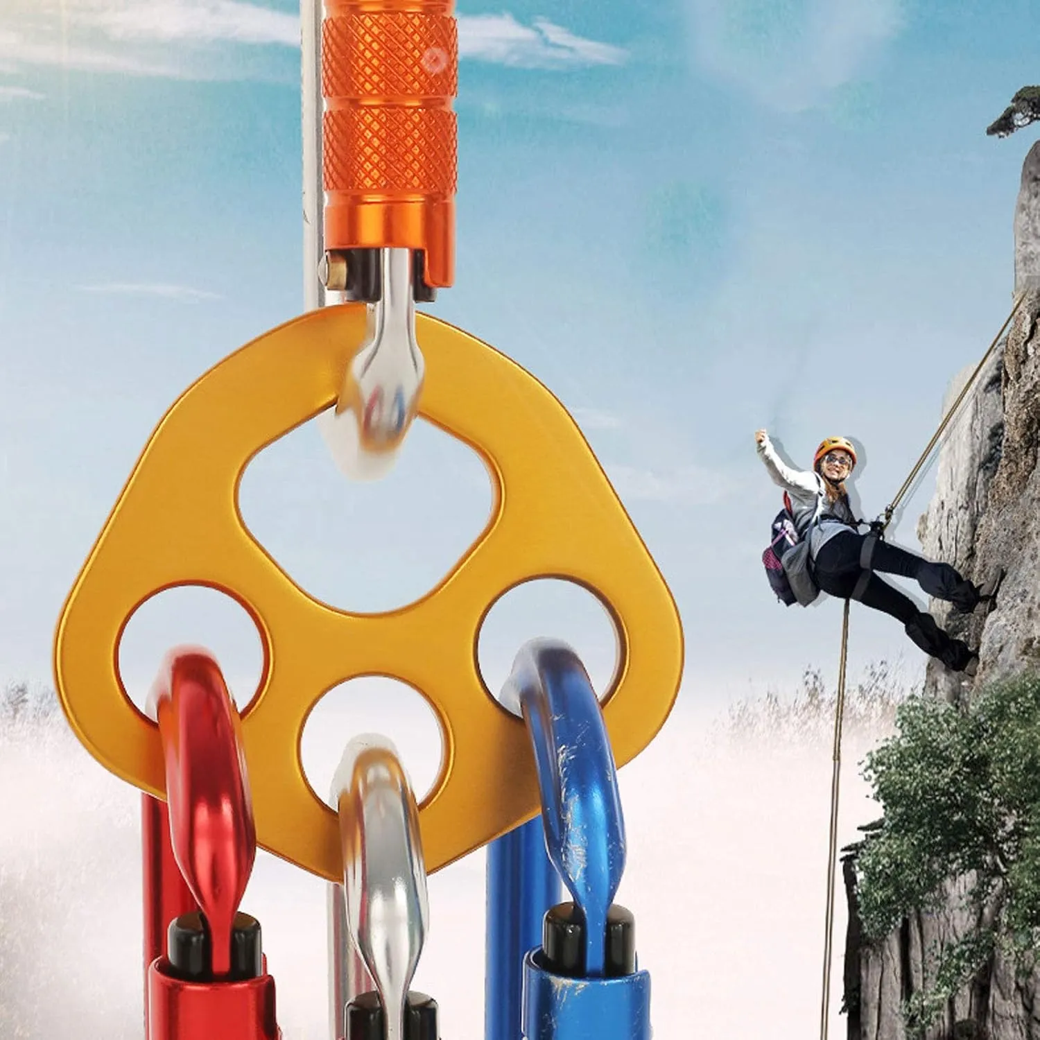 Aluminum Alloy Plate, 30KN 4 Holes Rigging Plate High Load Bearing Connector Climbing Gear for Outdoor Rock Climbing