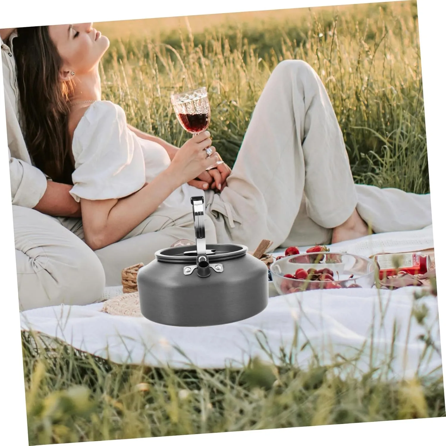 Aluminum Alloy Portable Water Boiler Camp Kettle for Boiling Water Outdoor Cooking Pot Stylish Tea Kettle for Camping Hiking