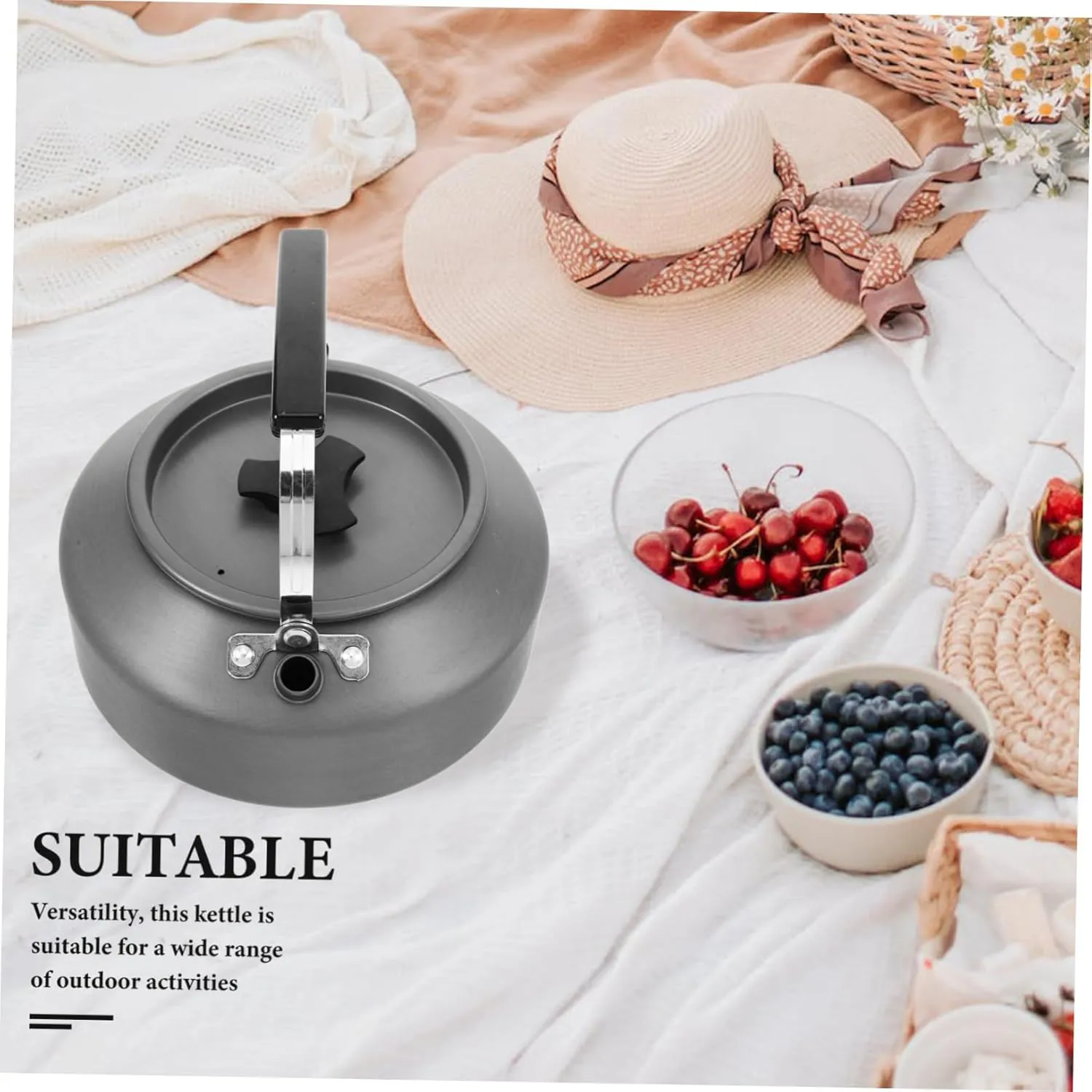 Aluminum Alloy Portable Water Boiler Camp Kettle for Boiling Water Outdoor Cooking Pot Stylish Tea Kettle for Camping Hiking