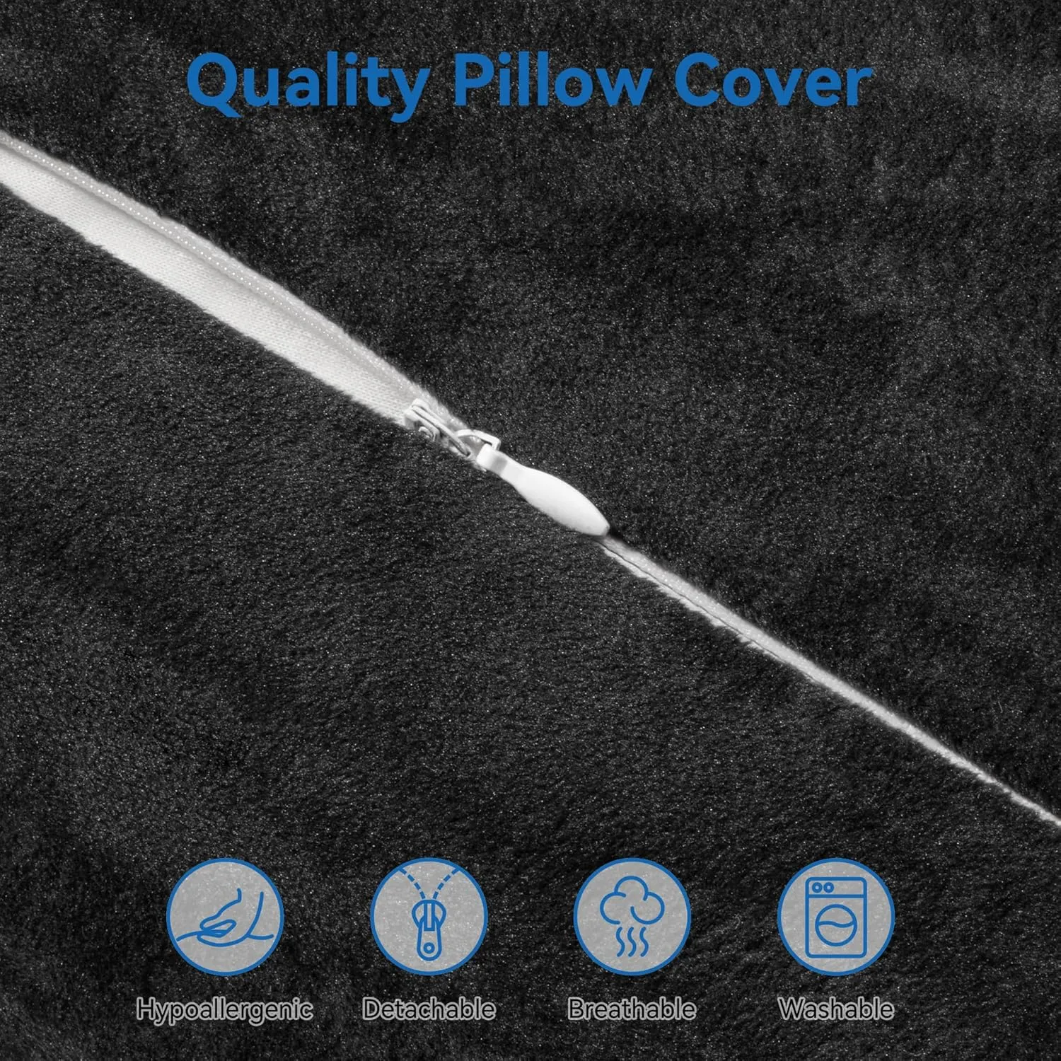 AM AEROMAX 32" King Size Contour Memory Foam Pillow, Neck Pillow for Neck Pain Relief, Neck Orthopedic Sleeping Pillows for Side, Back and Stomach Sleepers(Black,Velvet)