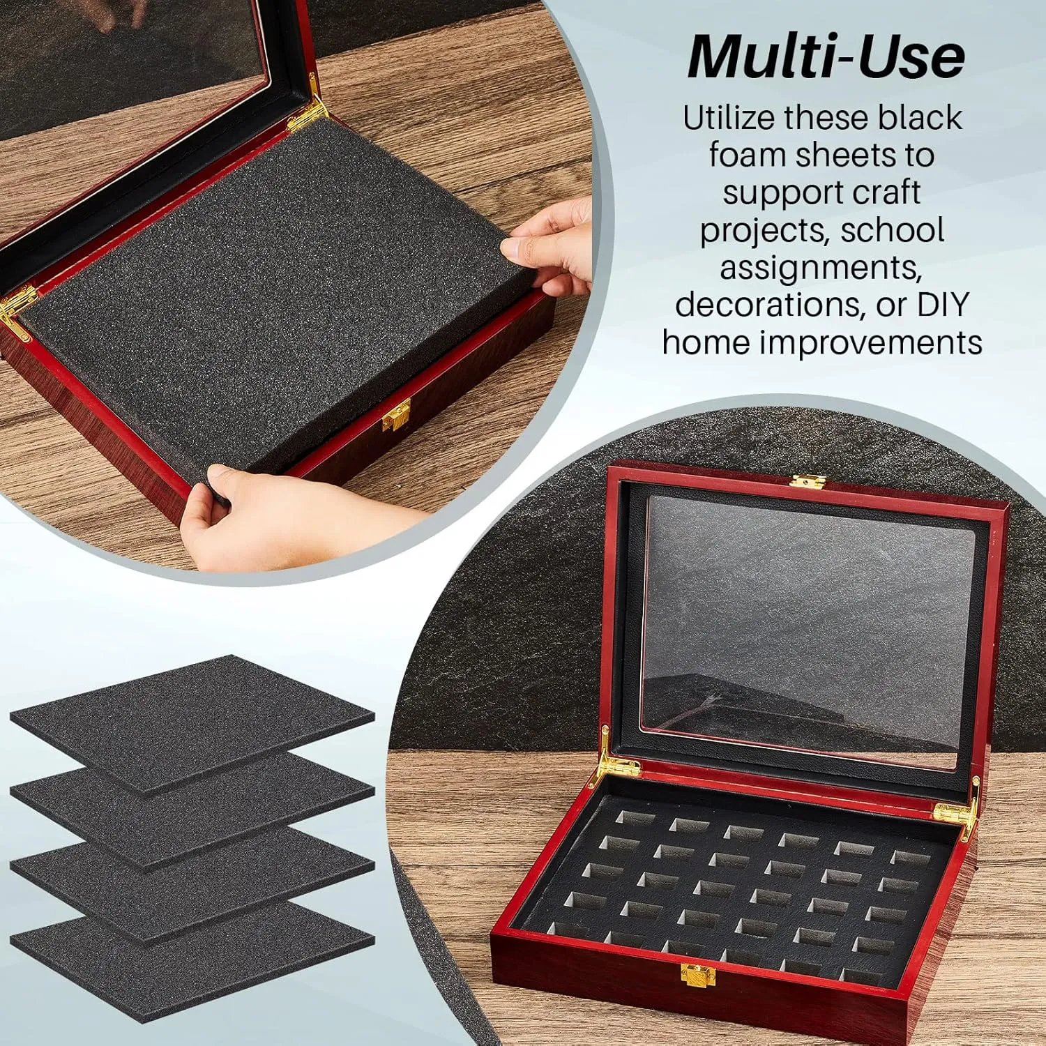 Amylove 16 x 12 x 0.5 Polyurethane Foam Sheet Foam Pad for Case Packing Toolbox Storage and Crafts (4 Pcs)
