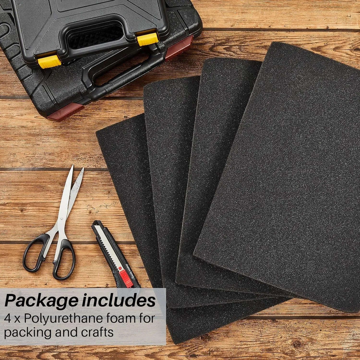 Amylove 16 x 12 x 0.5 Polyurethane Foam Sheet Foam Pad for Case Packing Toolbox Storage and Crafts (4 Pcs)