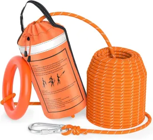 AnKun Water Rescue Throw Bag with 50/70/98FT Length of Rope in 3/10In Tensile Strength Rated to 2000lbs, Emergency Rescue Rope for Kayaking, Boating, Fishing, Rafting, High Visibility Safety Equipment