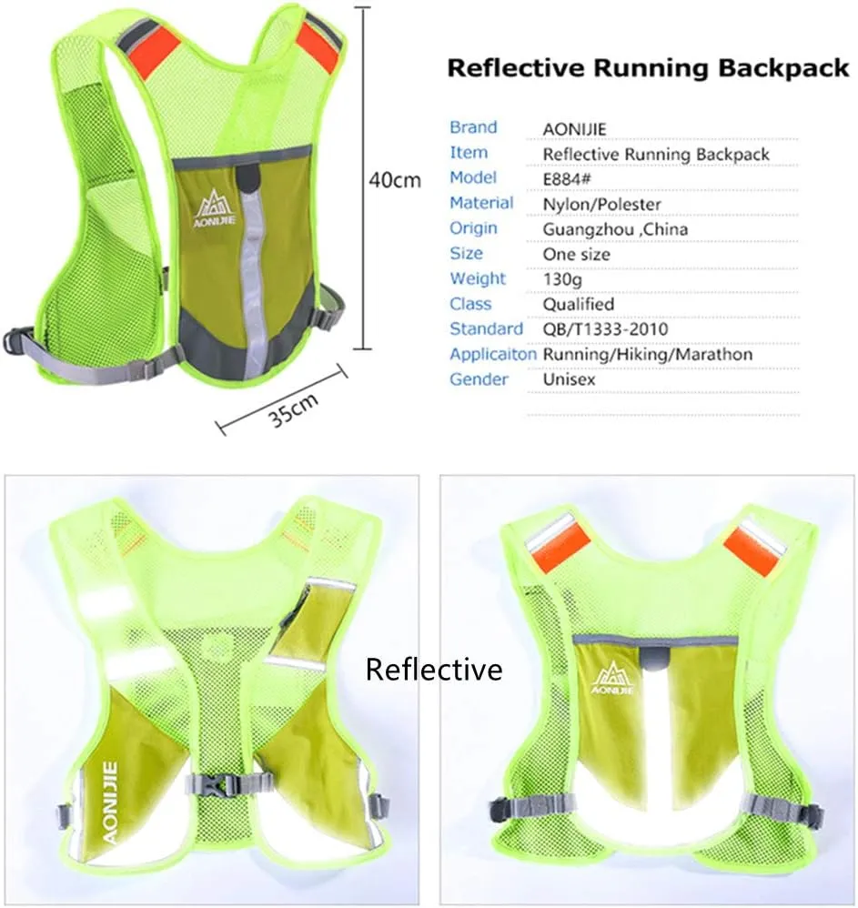 AONIJIE Men Women Ultralight Running Vest Pack Reflective Breathable Hydration Backpack for Hiking Camping Marathon Cycling Race (Rose- with 2 pcs 250ml Bottles)