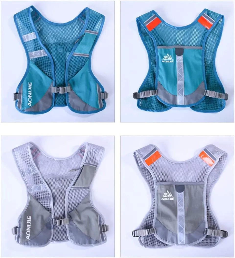 AONIJIE Men Women Ultralight Running Vest Pack Reflective Breathable Hydration Backpack for Hiking Camping Marathon Cycling Race (Rose- with 2 pcs 250ml Bottles)