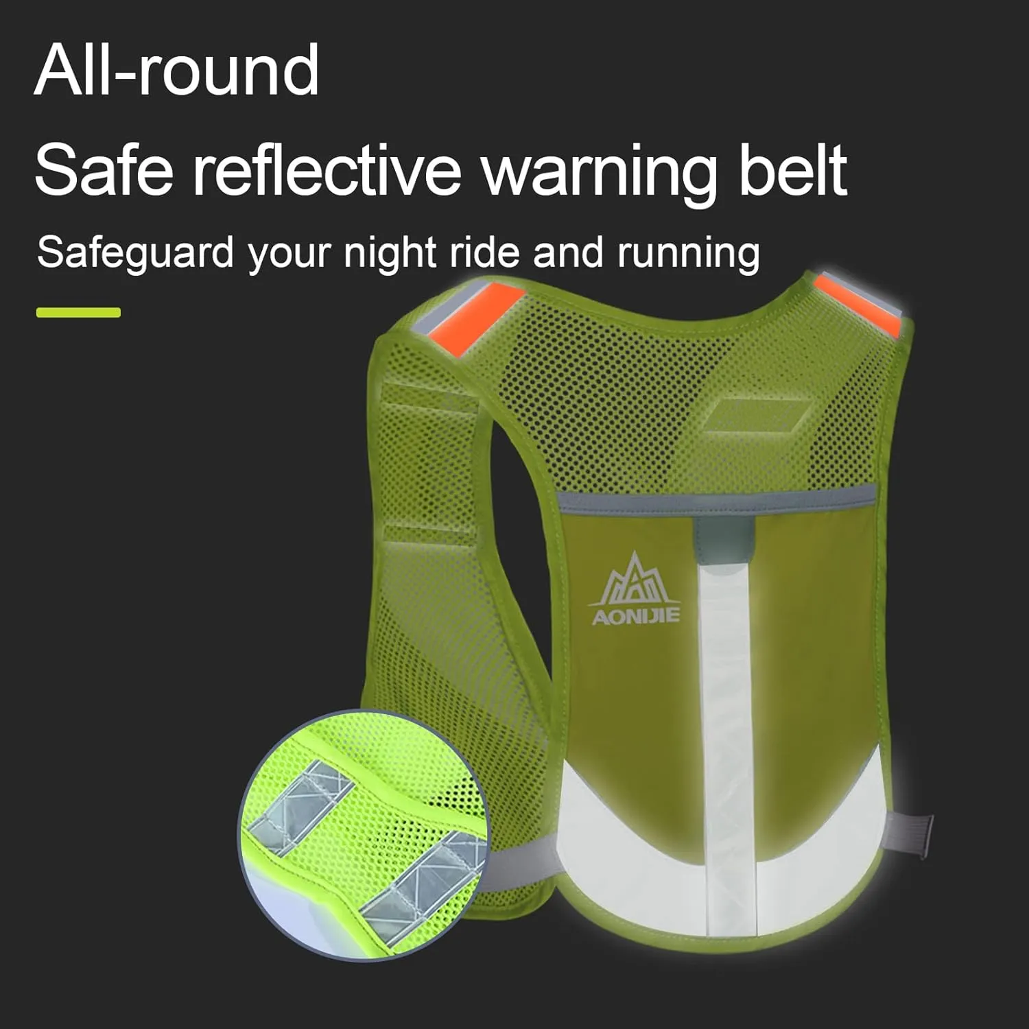 AONIJIE Ultralight Running Vest with 2 * 250ml Bottle Reflective & Breathable Hydration Backpack for Hiking Camping Marathon Cycling Race