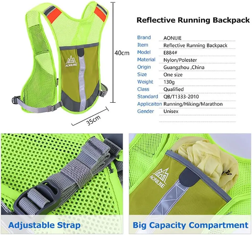 AONIJIE Ultralight Running Vest with 2 * 250ml Bottle Reflective & Breathable Hydration Backpack for Hiking Camping Marathon Cycling Race