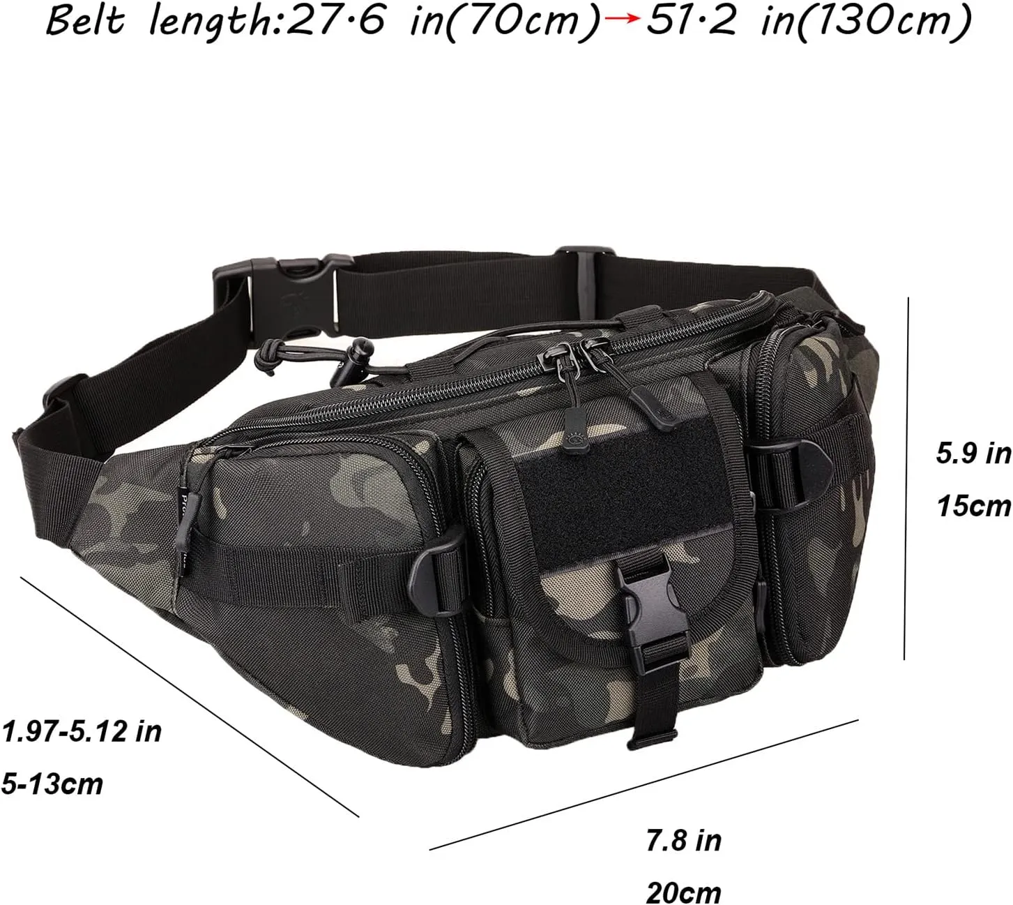 ArcEnCiel Tactical Fanny Pack for Men Waist Bag Hip Belt Outdoor Hiking Fishing Bumbag with Patch
