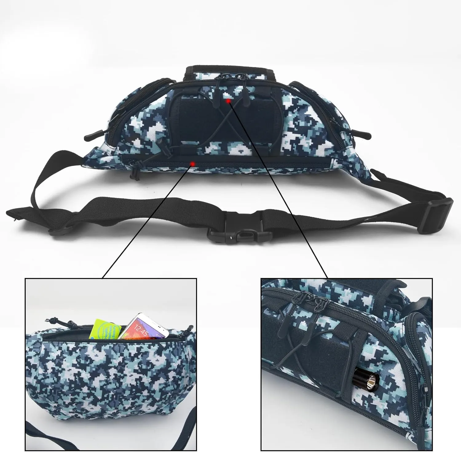 ArcEnCiel Tactical Fanny Pack for Men Waist Bag Hip Belt Outdoor Hiking Fishing Bumbag with Patch