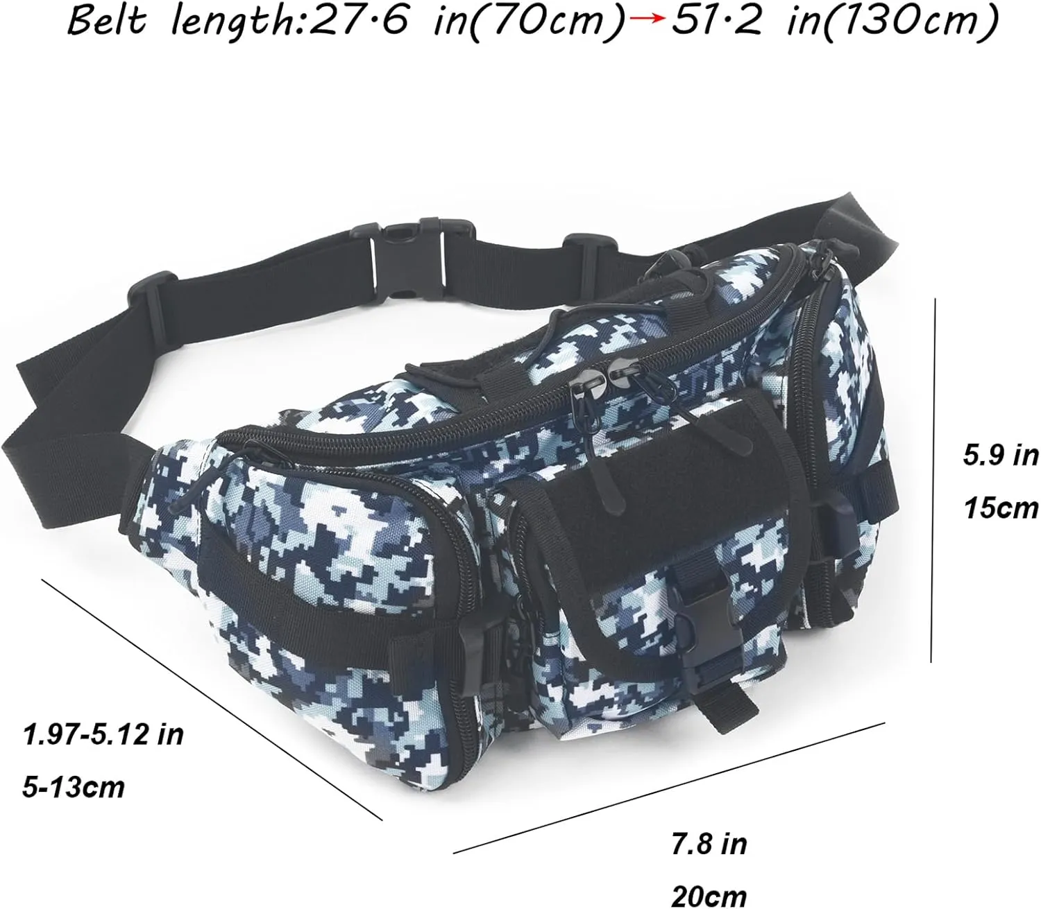 ArcEnCiel Tactical Fanny Pack for Men Waist Bag Hip Belt Outdoor Hiking Fishing Bumbag with Patch