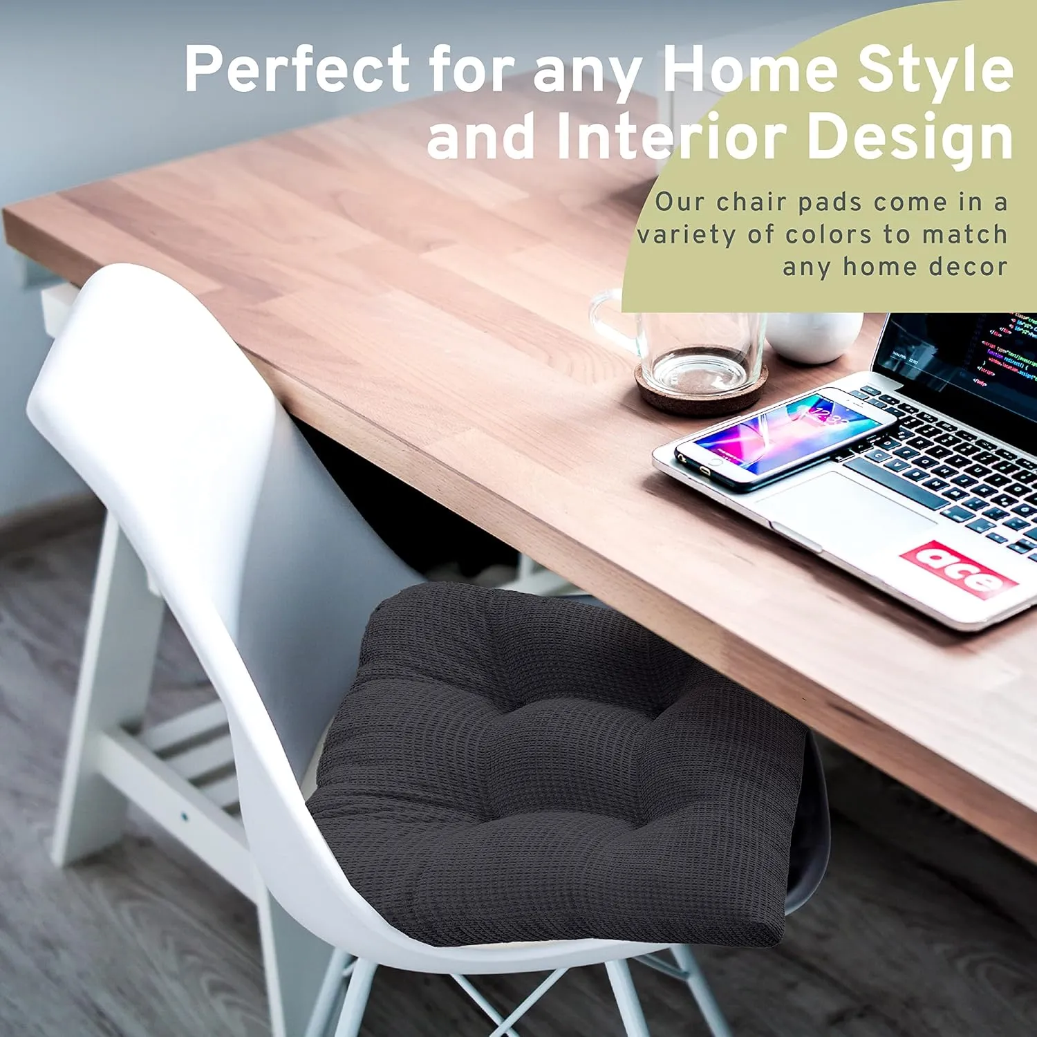 Arlee Memory Foam, Non-Skid Backing Chair Pads, 15.5" L x 15.5" W, Black 2 Count