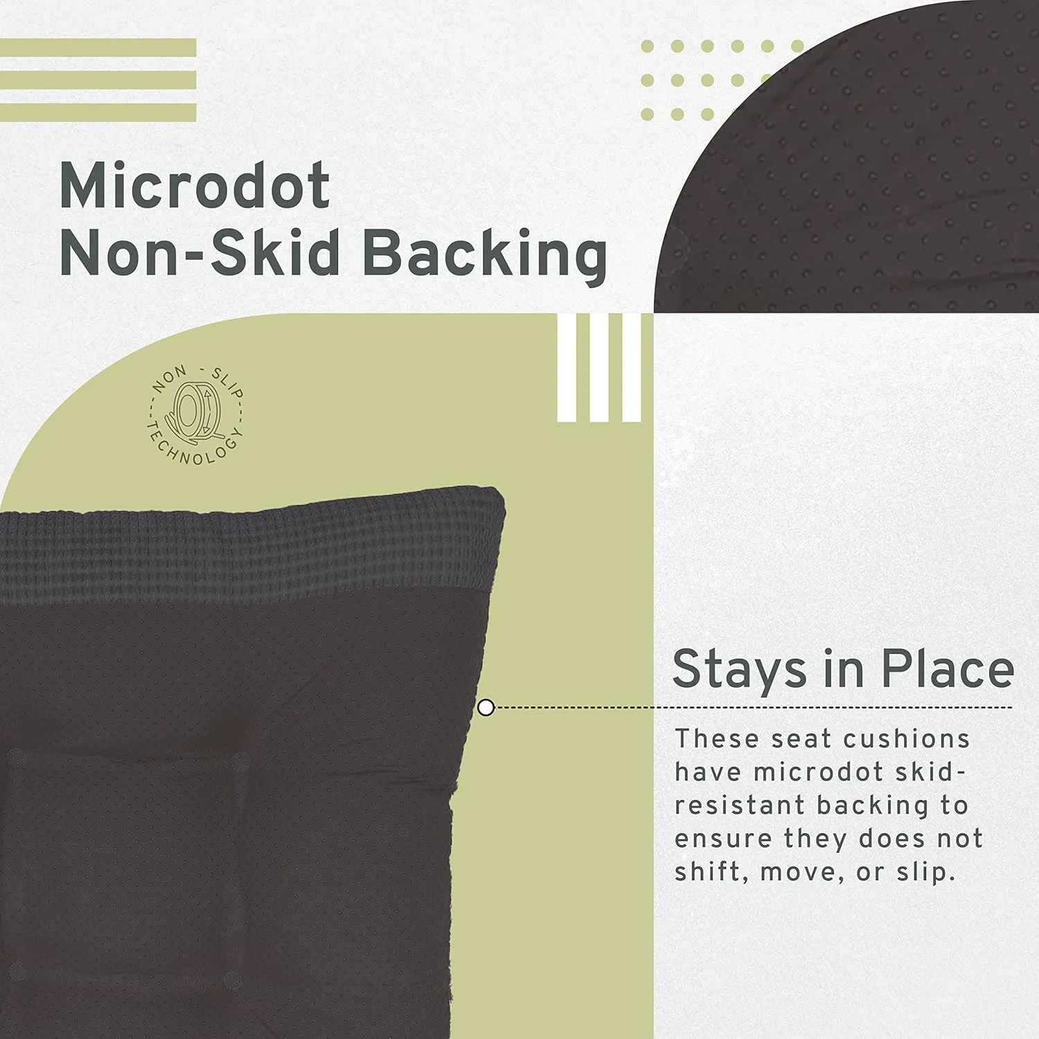 Arlee Memory Foam, Non-Skid Backing Chair Pads, 15.5" L x 15.5" W, Black 2 Count