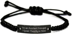 Assistant Principal Gifts Funny Rope Bracelet 'I'm An Assistant Principal. I Speak Fluently In genius.' Gifts from Men for Father's Day