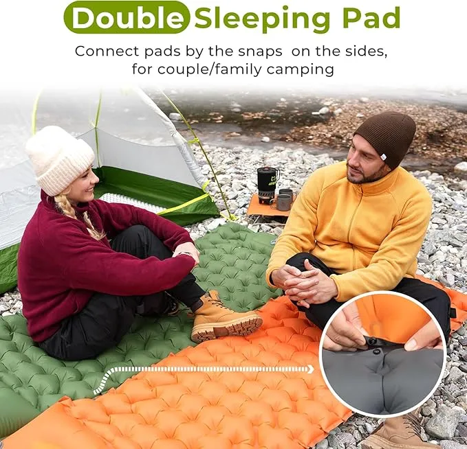 ATEPA Sleeping Pad for Camping Backpacking, Ultralight Inflatable Camping Air Mattress with Built-in Foot Pump & Pillow, 77"X27"Waterproof & Compact Sleeping Mat Navy Blue