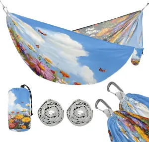 ATTX Colorful Beautiful Wildflowers Camping Hammock - Lightweight & Portable Hammocks, Heavy Duty 330lbs Capacity for Indoor, Hiking, Backpacking, Travel, Backyard, Beach#65
