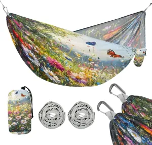 ATTX Colorful Beautiful Wildflowers Camping Hammock - Lightweight & Portable Hammocks, Heavy Duty 330lbs Capacity for Indoor, Hiking, Backpacking, Travel, Backyard, Beach#71