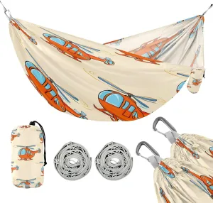 ATTX Cute Cartoon Helicopter Camping Hammock - Lightweight & Portable Hammocks, Heavy Duty 330lbs Capacity for Indoor, Hiking, Backpacking, Travel, Backyard, Beach#227