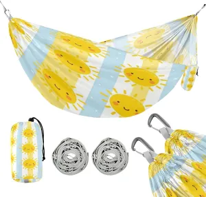 ATTX Cute Sunshine Camping Hammock - Lightweight & Portable Hammocks, Heavy Duty 330lbs Capacity for Indoor, Hiking, Backpacking, Travel, Backyard, Beach#124