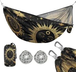 ATTX Golden Sun and Moon Camping Hammock - Lightweight & Portable Hammocks, Heavy Duty 330lbs Capacity for Indoor, Hiking, Backpacking, Travel, Backyard, Beach#102